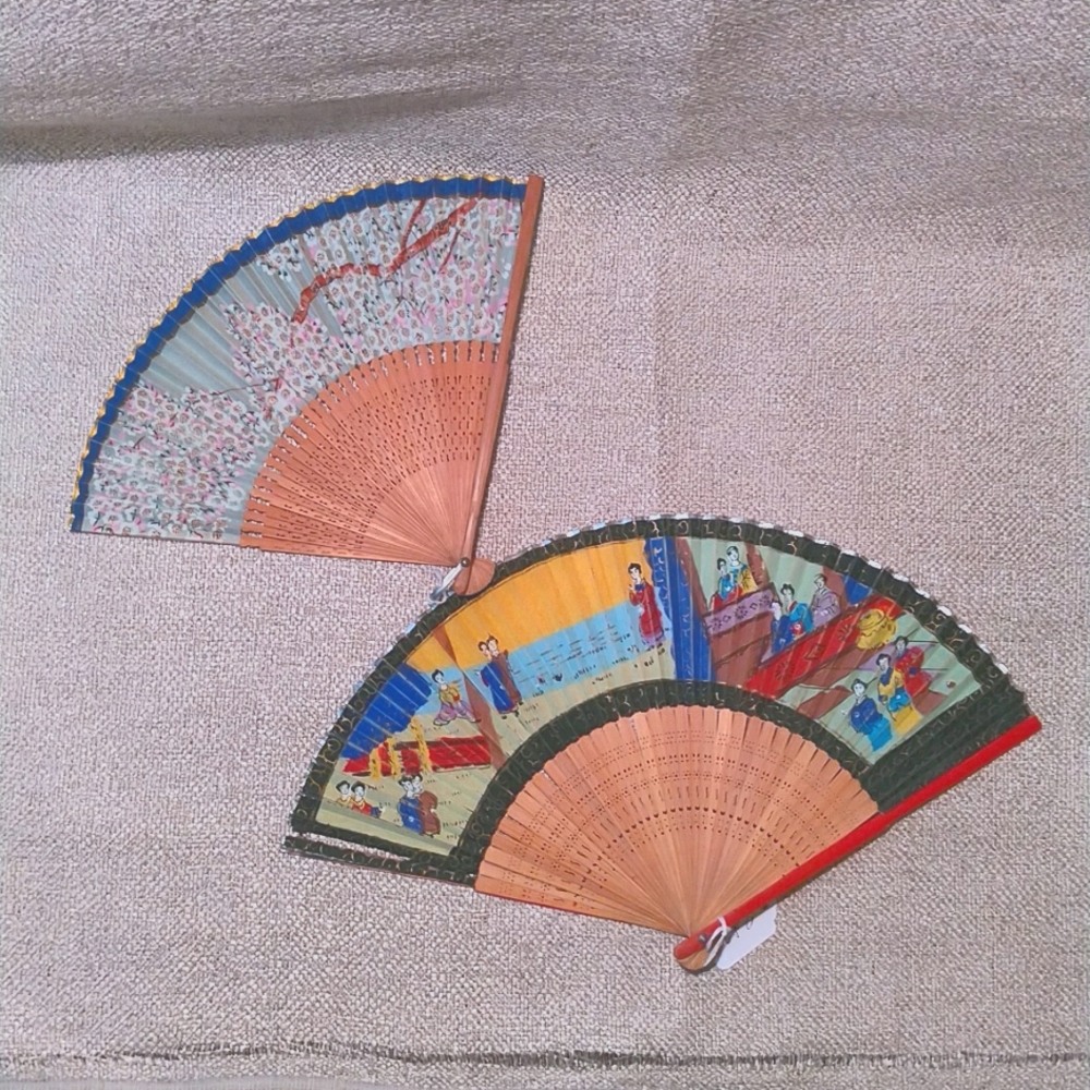 2 Vintage Japanese Hand Fans - Occupied Japan
